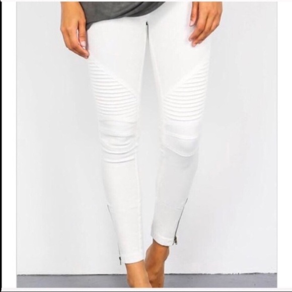 ✨💟🌟White Moto Leggings🌟💟✨S/M L/XL🌟💟✨ - Picture 3 of 4